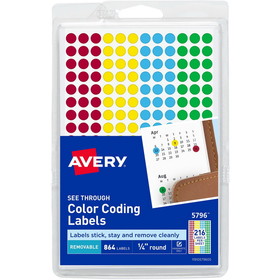 Avery Assorted Removable See-Through Color Dots, AVE05796