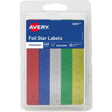 Avery Self-Adhesive Foil Stars, Star - 0.5" - Foil - Assorted