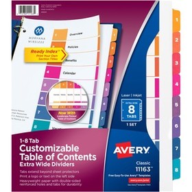 Avery&#174; Ready Index Extra-Wide Binder Dividers - Customizable Table of Contents