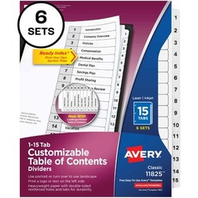 Avery&#174; 15-tab Custom Table of Contents Dividers