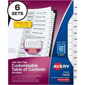 Avery&#174; Monthly Tab Table of Contents Dividers