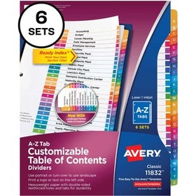 Avery&#174; A-Z Customizable Multicolor TOC Dividers