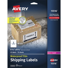Avery Waterproof Shipping Labels with TrueBlock, AVE15516