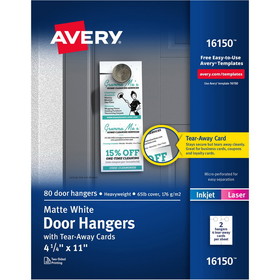 Avery Door Hanger with Tearaway Cards, Uncoated - Two-Sided Printing