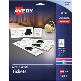 Avery Blank Printable Perforated Raffle Tickets - Tear-Away Stubs, AVE16154
