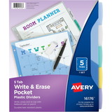 Avery Write & Erase Durable Plastic Dividers w/Pockets, 5-tab, Multicolor