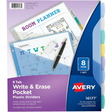Avery Write & Erase Durable Dividers with Pockets, 8-tab, Multicolor