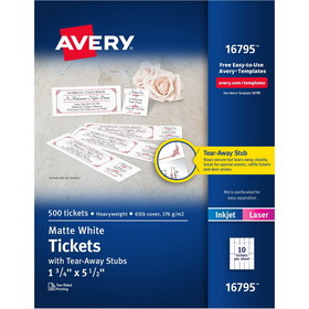 Avery Blank Printable Perforated Raffle Tickets - Tear-Away Stubs, AVE16795