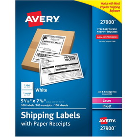 Avery Paper Receipt White Shipping Labels, AVE27900