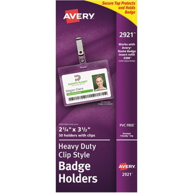 Avery Heavy-Duty Badge Holders - Secure Top - Clip Style