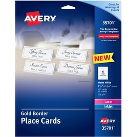 Avery&#174; Laser, Inkjet Printable Place Card - Gold, White