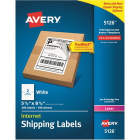 Avery White Shipping Labels, AVE5126
