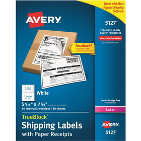 Avery White Shipping Labels w/ Receipt