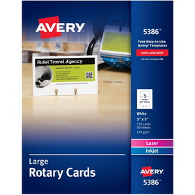 Avery Laser, Inkjet Printable Rotary Card - White
