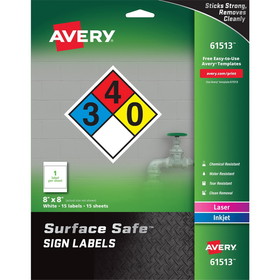 Avery 8"x8" Removable Label Safety Signs