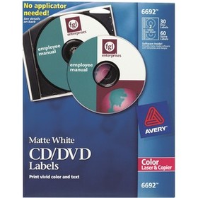 Avery&#174; Color Laser White Matte CD/DVD Labels