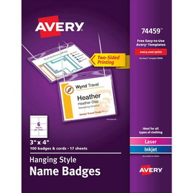 Avery Laser, Inkjet Laser/Inkjet Badge Insert - White, AVE74459