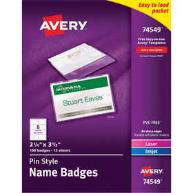 Avery Laser, Inkjet Badge Insert - White, Clear