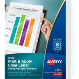 Avery Print & Apply Clear Label Sheet Protector Dividers, 8 White Tabs