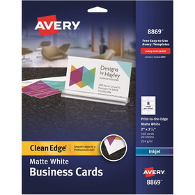 Avery Clean Edge Inkjet Business Card - White