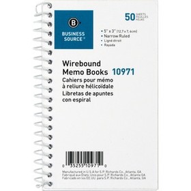 Business Source Side Wirebound Ruled Memo Book