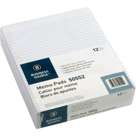 Business Source Glued Top Ruled Memo Pads -
