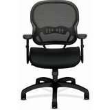 Basyx by HON Mid-back Mesh Task Chair, Fabric Black Seat - Black Frame - 27.6