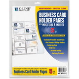 C-Line Business Card Holder Pages with Index Tabs for Ring Binders, Poly