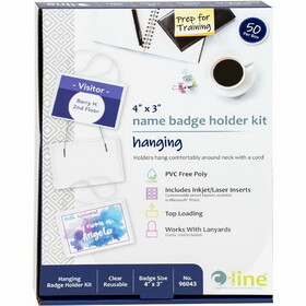 C-Line Hanging Style Name Badge Kit with White Elastic Cord