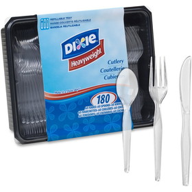 Dixie Heavyweight Disposable Forks, Knives & Teaspoons Keeper Pack Grab-N-Go by GP Pro, DXECH0180DX7