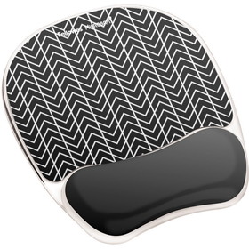 Fellowes Photo Gel Mouse Pad Wrist Rest with Microban - Black Chevron