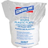 Genuine Joe Reusable Plastic White Plates