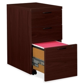 HON 10500 Series Mobile Box/Box/File Pedestal, 15.8" x 22.8" x 28" - Wood - 3 x Box, File Drawer(s) - Legal, Letter - Security Lock, Leveling Glide, Ball-bearing Suspension - Mahogany