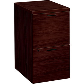 HON 10500 Series Mobile File/File Pedestal, 15.8" x 22.8" x 28" - Wood - 2 x File Drawer(s) - Legal, Letter - Security Lock, Leveling Glide, Ball-bearing Suspension - Mahogany