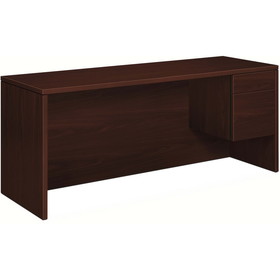 HON 10500 Series Right Pedestal Credenza, 72" Width x 24" Depth x 29.5" Height - 2 - Single Pedestal on Right Side - Square Edge - Wood - Laminate, Mahogany