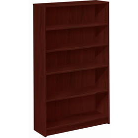 HON 1870 Series Laminate Bookcase, 36" x 11.5" x 60.1" - Wood, Hardboard, Particleboard - 5 x Shelf(ves) - Stain Resistant, Abrasion Resistant, Leveling Glide - Mahogany