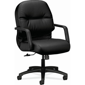 HON Pillow-Soft 2092 Managerial Mid Back Chair, Leather Black Seat - Black Frame - 26.3" x 28.8" x 41.8" Overall Dimension