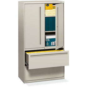 HON 700 Series Lateral File With Storage Case, 36" x 19.3" x 67" - Steel - 2 x Shelf(ves) - 5 - Legal, Letter - Gray