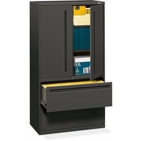 HON 700 Series Lateral File With Storage Case, 36" x 19.3" x 67" - Steel - 2 x Shelf(ves) - 5 - Legal, Letter - Charcoal