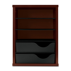 HON Vertical Paper Manager, 19.7" Height x 14.9" Width x 10.9" Depth - 3 Compartment(s) - 2 Drawer(s) - Wood - Mahogany
