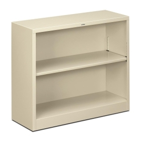 HON Metal Bookcase, 34.5" x 12.6" x 29" - Steel - 2 x Shelf(ves) - Rust Resistant, Heavy Duty - Putty
