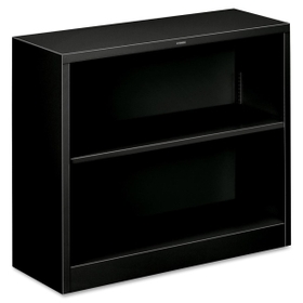 HON Metal Bookcase, 34.5" x 12.6" x 29" - Steel - 2 x Shelf(ves) - Rust Resistant, Heavy Duty - Black