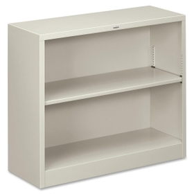 HON Metal Bookcase, 34.5" x 12.6" x 29" - Steel - 2 x Shelf(ves) - Rust Resistant, Heavy Duty - Light Gray
