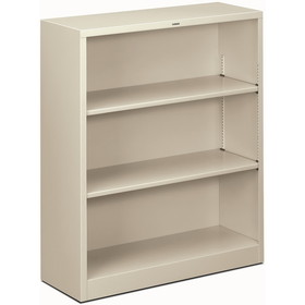 HON Metal Bookcase, 34.5" x 12.6" x 41" - Steel - 3 x Shelf(ves) - Rust Resistant, Heavy Duty - Gray