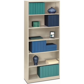 HON Metal Bookcase, 34.5" x 12.6" x 81.1" - Steel - 6 x Shelf(ves) - Rust Resistant, Heavy Duty - Light Gray