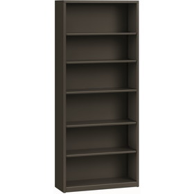 HON Metal Bookcase, 34.5" x 12.6" x 81.1" - Steel - 6 x Shelf(ves) - Rust Resistant, Heavy Duty - Charcoal