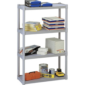 Iceberg Rough 'N Ready 4-Shelf Open Storage System, 32" x 13" x 54" - 4x Shelves - Polypropylene - Platinum