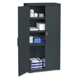 Iceberg Officeworks 3-shelf Storage Cabinet, 33" x 18" x 66" - Polyethylene - 3x Shelves - Black