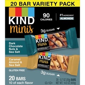 KIND Dark Chocolate Nuts & Sea Salt/Caramel Almond & Sea Salt Minis 20ct