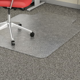 Lorell Economy Weight Chair Mat, Carpeted Floor - 48" Length x 36" Width x 95 mil Thickness Overall - 12" Length x 25" Width Lip - Vinyl - Clear